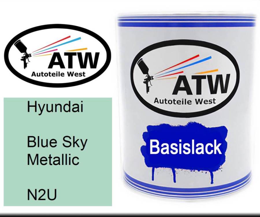 Hyundai, Blue Sky Metallic, N2U: 1L Lackdose, von ATW Autoteile West.